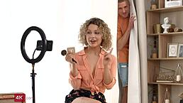 Boy seduces cute girlfriend in intimate scene