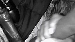 i stuffed my ebony pussy with huge dildos in lingerie