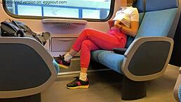 Masturbating Stranger on Train Leads to Facial Cumshot!