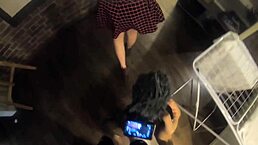 Behind the scenes cleaning turns into intimate encounter