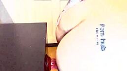 Skinny teen plays with red DILDO in KITCHEN