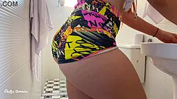 Brazilian redhead maid provoked me with ass