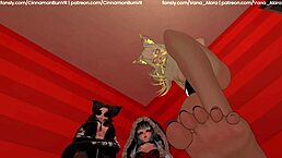 Get dominated by 3 hot girls' feet in vrchat?