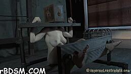 Slender maid fingers her wet pussy