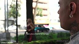 Enjoying a rooftop encounter with Lizzy Laynez in this transsexual scene