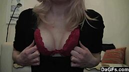 Young blonde strips and masturbates boldly on webcam.