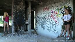 this blonde amateur takes oral and doggystyle bent over in homemade setting, loving every moment