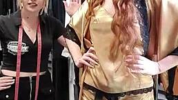 bettie ballhaus flaunts natural big tits in leather pants