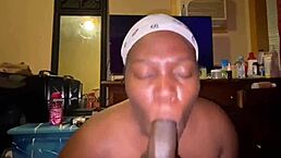 Watch this ebony thot drain my monster cock sloppy.