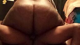 Oh wow, look at this couple riding that big monster cock on her big ass! It's so intense!