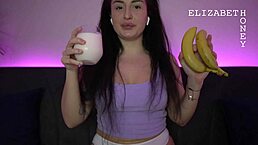 Dirty talk and banana play with german milf
