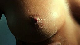 brunette babe with big tits rubs her pussy in high definition