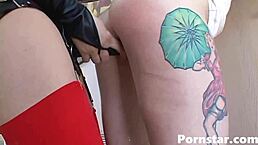 Princess Donna and Sarah Jane Ceylon in lesbian BDSM strapon fun 😈