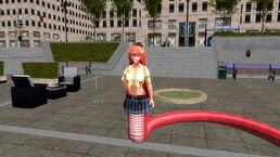 Monster Musume features snake girl Miia in an outdoor setting