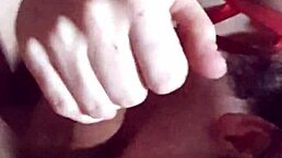 Brazilian petite brunette in red lingerie blows and fucks big dick