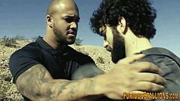 Ripped Bear Sucks Massive Ebony Cock Intensely