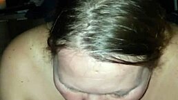 Redhead milf gives me a blowjob, ends with cumshot