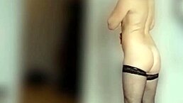 Look at my naked body and long legs in stockings.