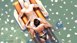 I cumshot jade rosa in sims 4 pool.