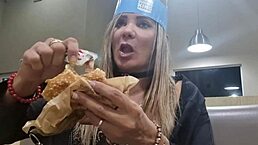 Elegância enjoys hot doggystyle action at the local diner outdoors.