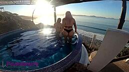 lesbian trio with kitty ann and evita love in jacuzzi