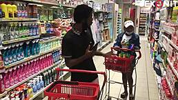 That ebony slut getting hit hard inside her shaved pussy