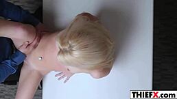 blonde teen shoplifter feels lp officer's monster cock punishment.