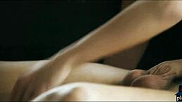 European milf blonde uses her feet to seduce her man, leading to a hardcore blowjob and passionate encounter.