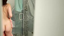 I got caught spying on my hot stepsister in the shower, leading to interracial deepthroat with a monster cock.