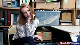 teen shoplifter throats officer's bigcock