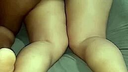 Latina wife gets creampie in anal assfucking on all fours in red