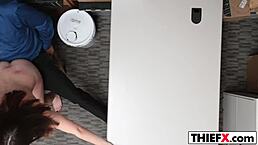 I slammed that hot teen's ass in the back office, sucking big cock.