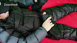 Jerking Off With Parkasite Down Mittens Wearing Sherpa Down Jacket And Down Pants
