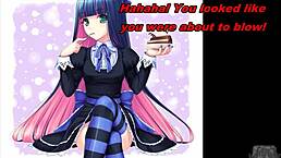 anime character gives edging instructions with feet