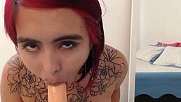 Delicious blowjob on webcam with tattooed performer