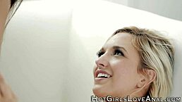 Stockinged lesbians finger each other in steamy first-time action