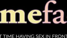 Tattooed Brunette Feels Intense Pleasure During First Cam Fuck.