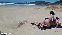 two sexy lesbians kissing naked on beach?