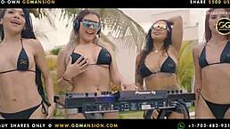 Three latina girls suck dildo in lesbian threesome 😘