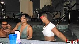 Quarantined petite 18+ ebony lesbians intensely play in each other's holes with dildo