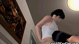 in this 3d hentai, a tasty brunette enjoys interracial group sex with ebony guys