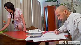 I can't resist Katty West, naked and seducing me while cleaning.