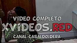 ebony teen rides two friends in threesome.