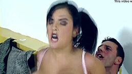 big tits brunette gets muff diving and ball licking