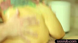 Tattooed masseuse gets fucked hard by client!