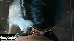 horny latina milf sucks cock for milk in cowgirl position with big tits and ass