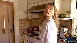 Watch Ashley Nash's big natural tits in solo softcore? Blonde milf from Greenland strips!