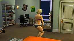 blonde step mom catches her masturbating in front of computer