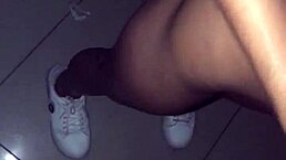 Young girl at the gloryhole sucking and fucking through the hole with her sexy body