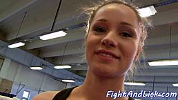 i lick that smalltit beauty's pussy after fight